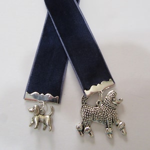 Blue Velvet Bookmark With Dog - Dogs - Ribbon Bookmark - Vintage Style Bookmark