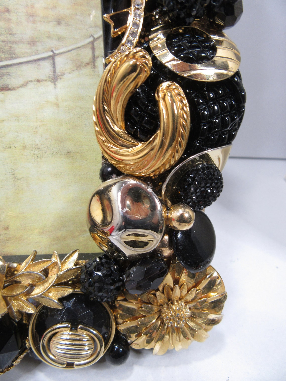 Jeweled Picture Frame 5X7 OOAK Black & Gold Color Theme Etsy