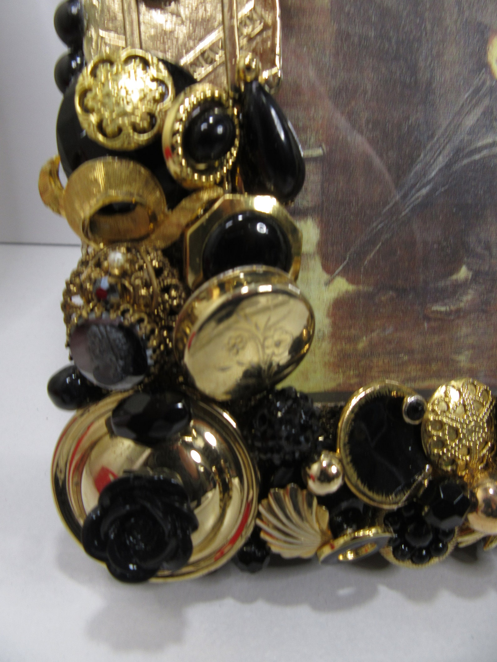 Jeweled Picture Frame 5X7 OOAK Black & Gold Color Theme Etsy