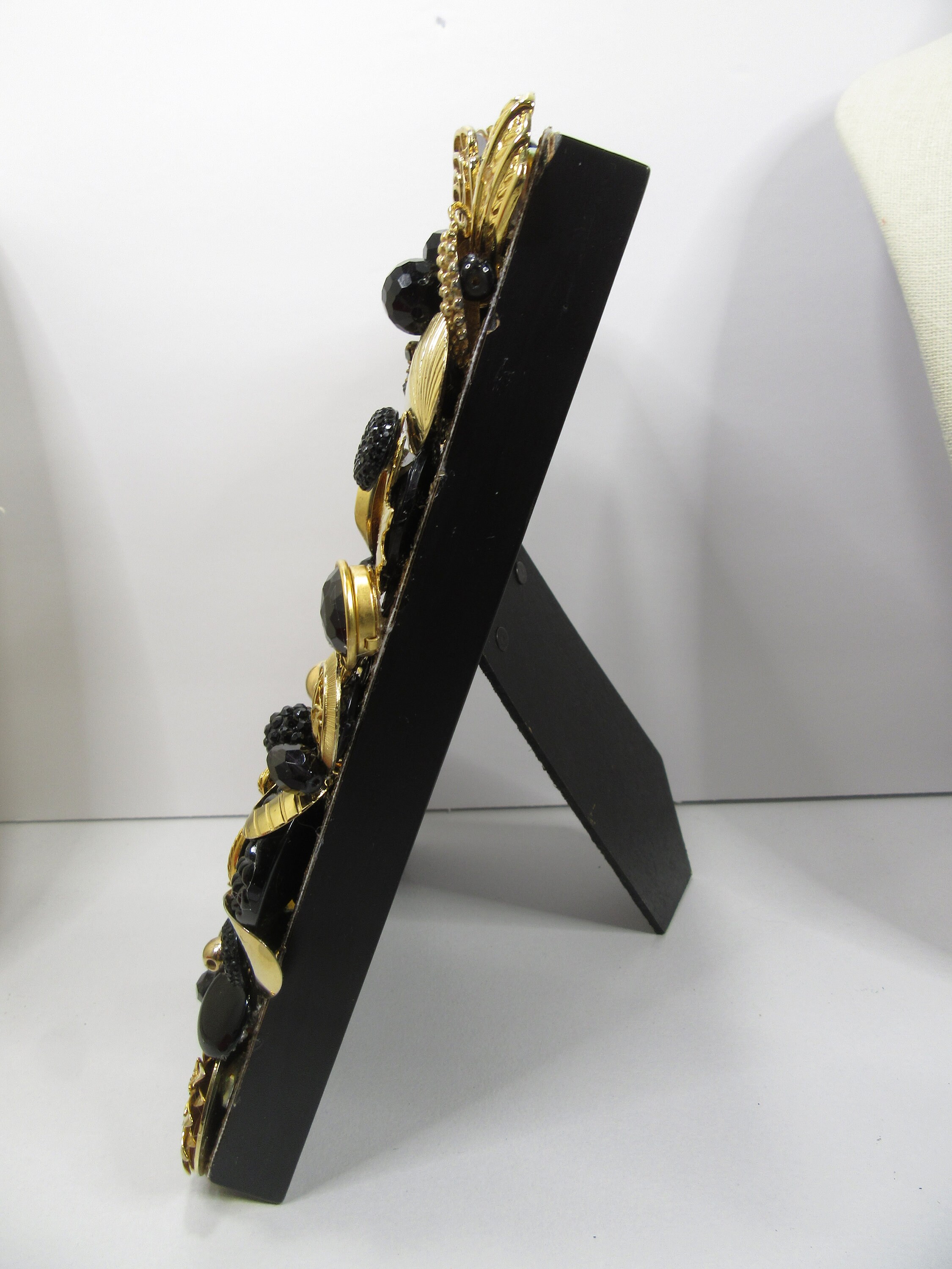 Jeweled Picture Frame 5X7 OOAK Black & Gold Color Theme Etsy