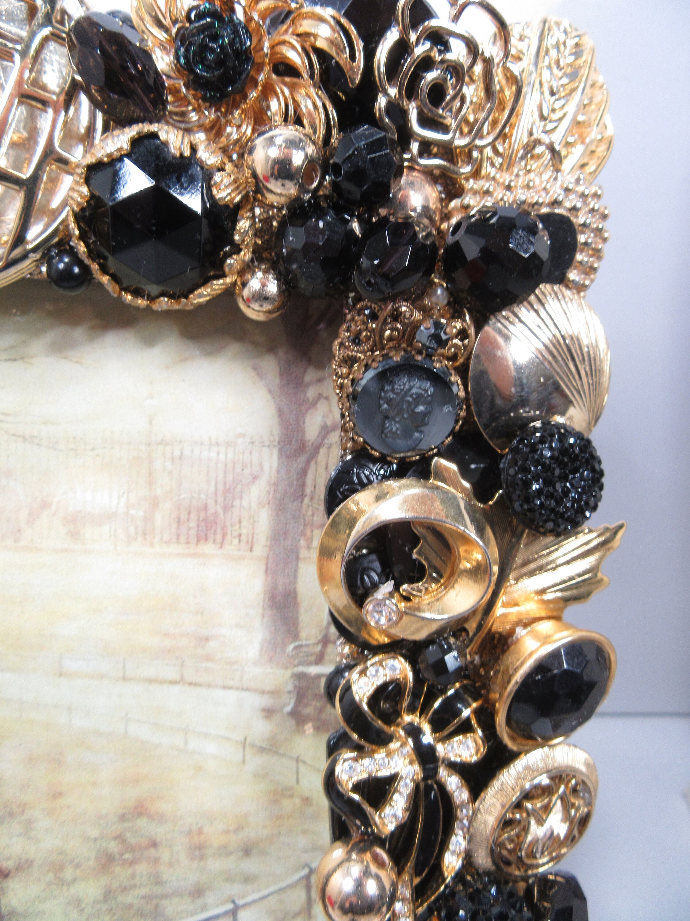 Jeweled Picture Frame 5X7 OOAK Black & Gold Color Theme Etsy