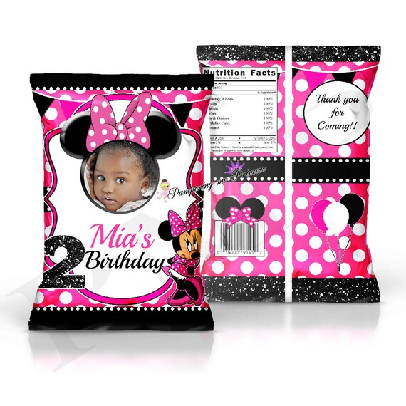 Digital Pink Minnie Mouse Chip Bag Minnie Mouse Birthday | Etsy