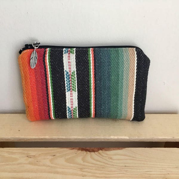 Coin purse. Small pouch. Small make-up bag. Sunglasses case. Boho bag. Serape print bag. Southwestern bag. Striped bag. Aztec bag.