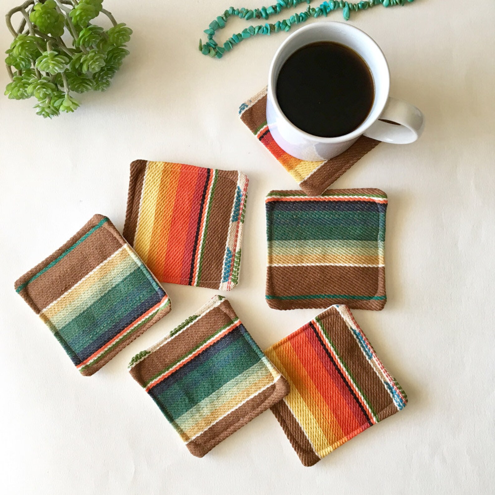 Southwest Coasters Coaster Set Fabric Coasters Hostess Etsy
