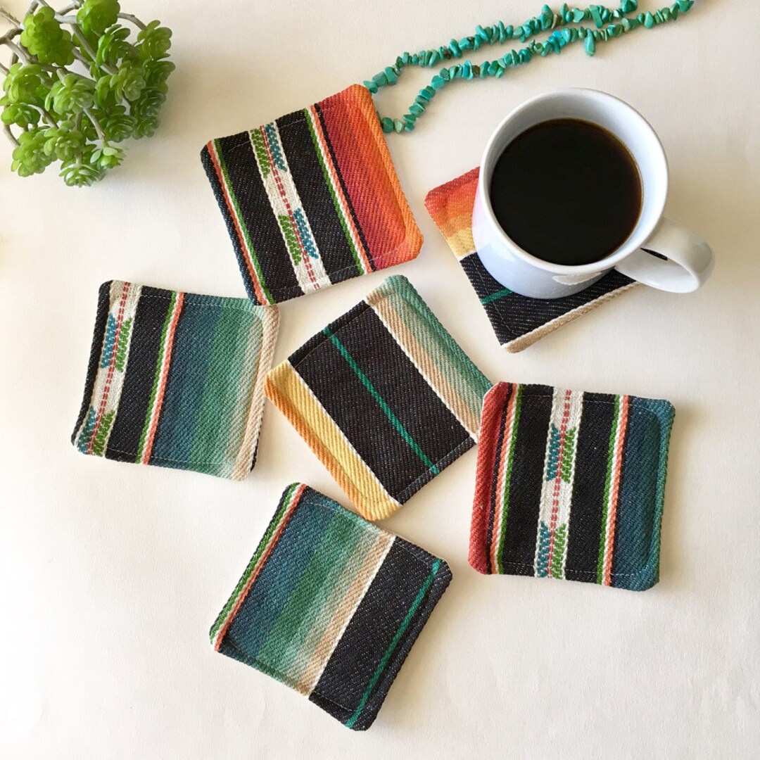 Southwest Coasters Coaster Set Fabric Coasters Hostess Gift Serape