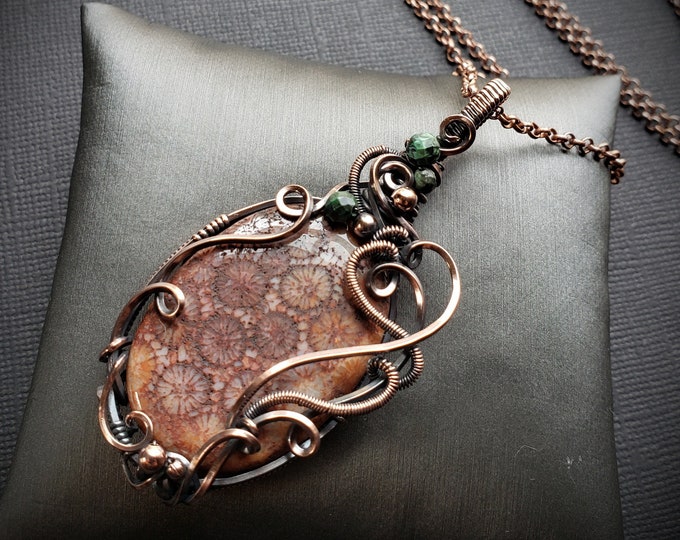 Indonesian Fossil Coral Necklace Handcrafted Gemstone Etsy