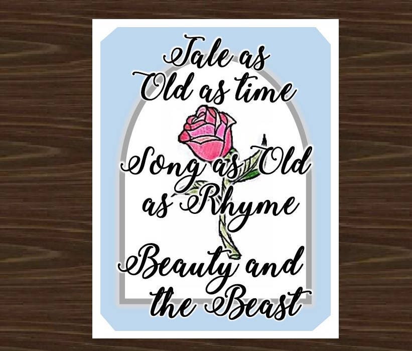 Beauty and the Beast Print Beauty and the Beast Lyrics Tale | Etsy