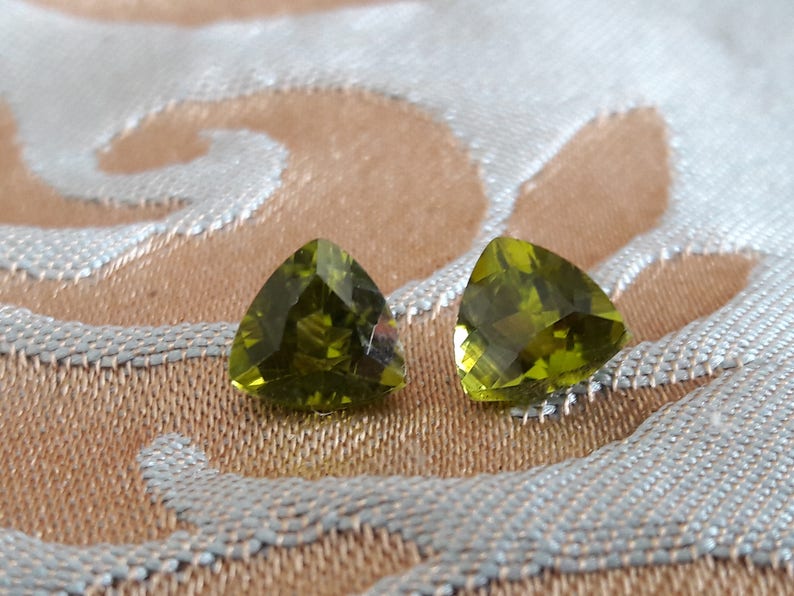 7mm 3.41ctw Arizona faceted peridot pair for earrings and jewelry making