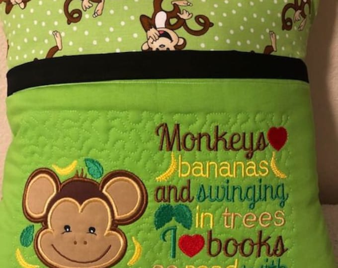 Monkey Reading Pillow