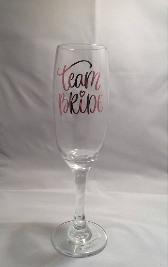 Team Bride Vinyl Decals X 10 ROSE GOLD CHROME Vinyl Wine Glass Stickers