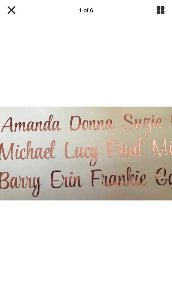 Team Bride Vinyl Decals X 10 ROSE GOLD CHROME Vinyl Wine Glass Stickers