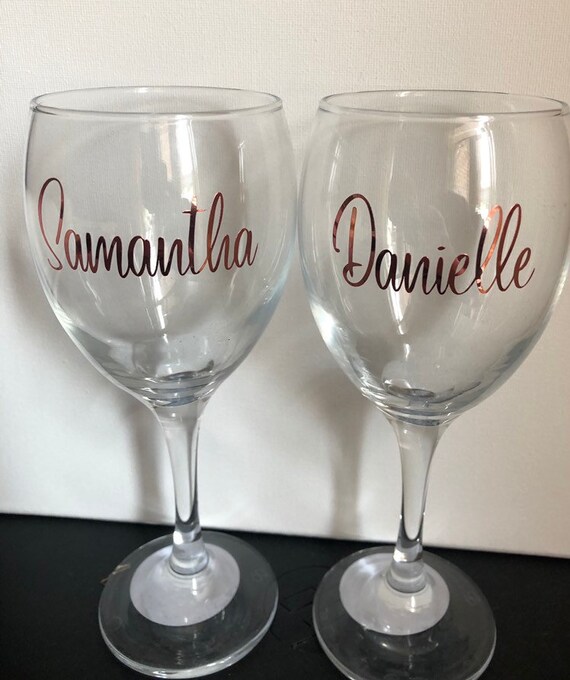 Team Bride Vinyl Decals X 10 ROSE GOLD CHROME Vinyl Wine Glass Stickers