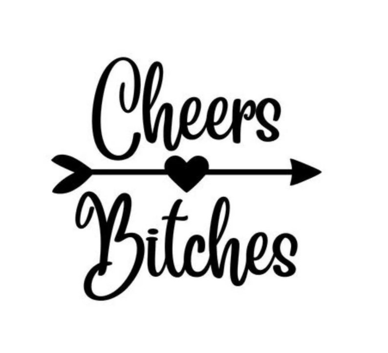Cheers Bitches Wine Glass Vinyl Decals X 8 Cheers Bitches Wine Glass Vinyl Decals X 8