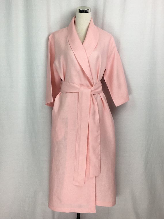 Summer dressing gown 100% linen, Shell Pink