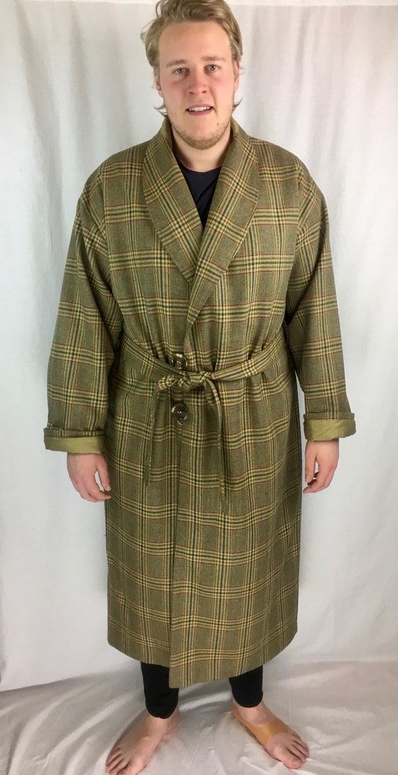 Mens Derek Rose blue Wool Check York Robe | Harrods UK