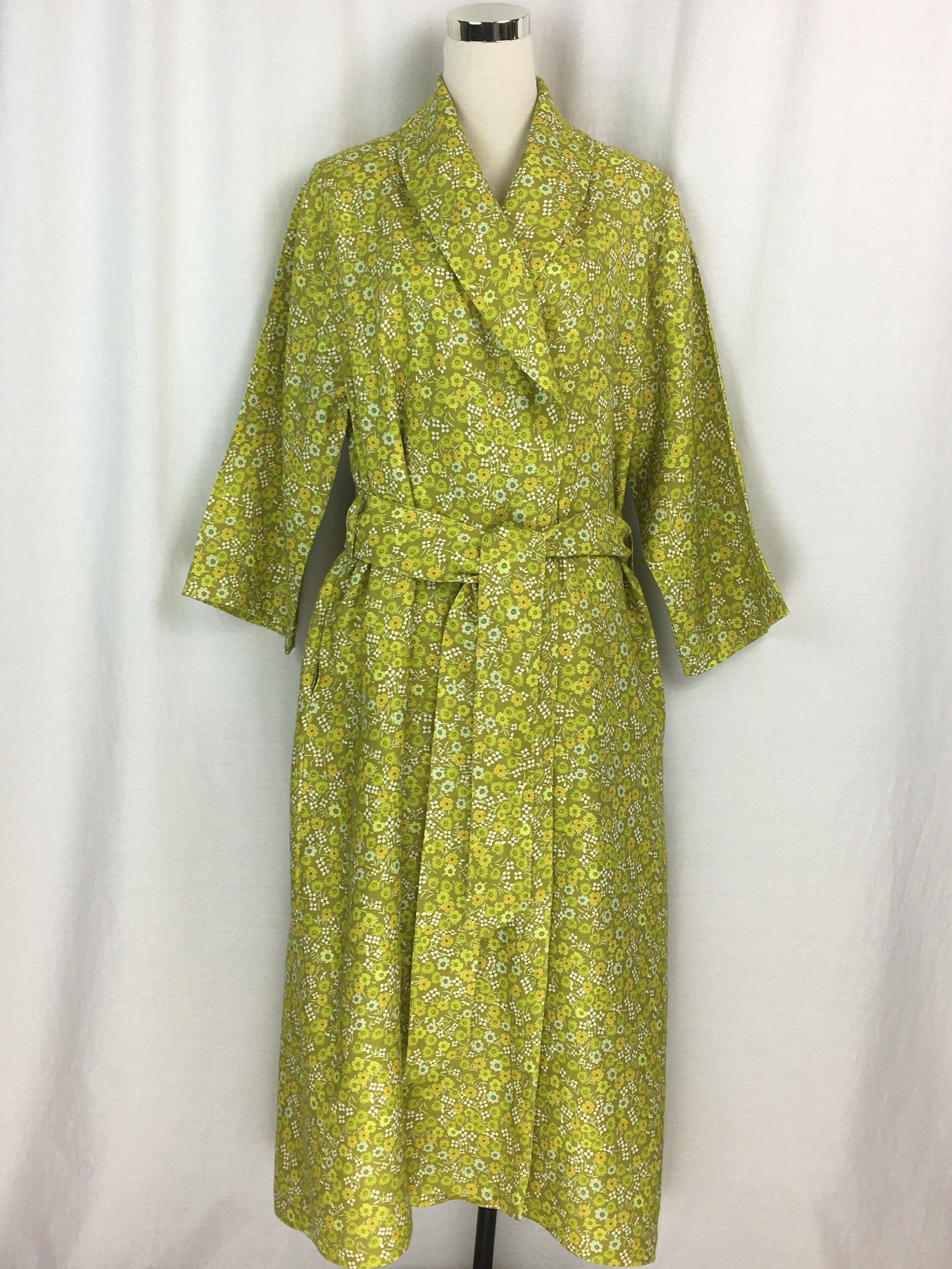 green floral dressing gown