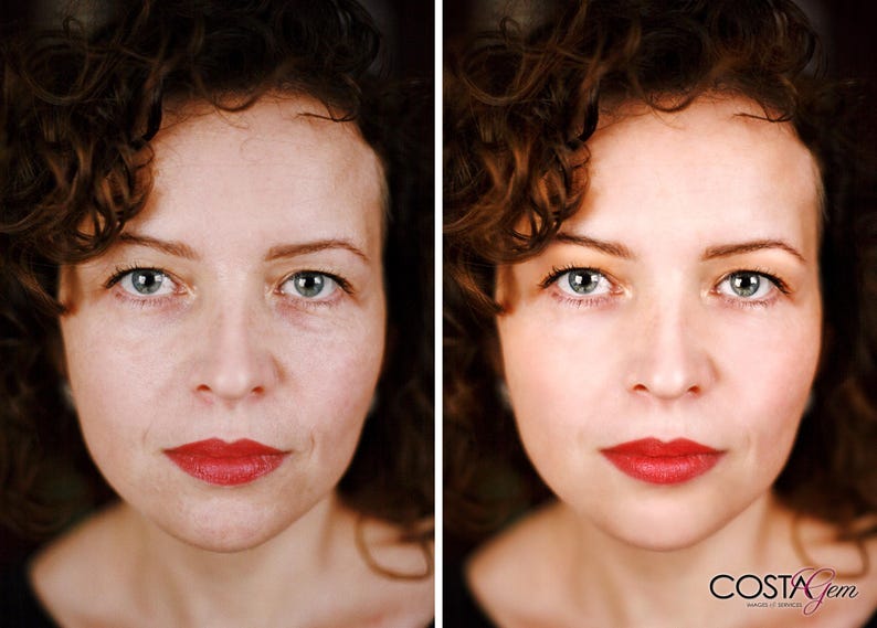 Professional portrait photo editing with facial retouch, skin enhancement and natural colour correction.
