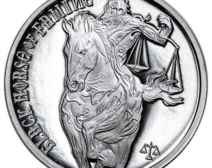 RARE COIN!  1oz .9999 Solid Silver Coin Black Horse Of Famine from The Four Horseman Of The Apocalypse Series (Precious Metal Options Avail)