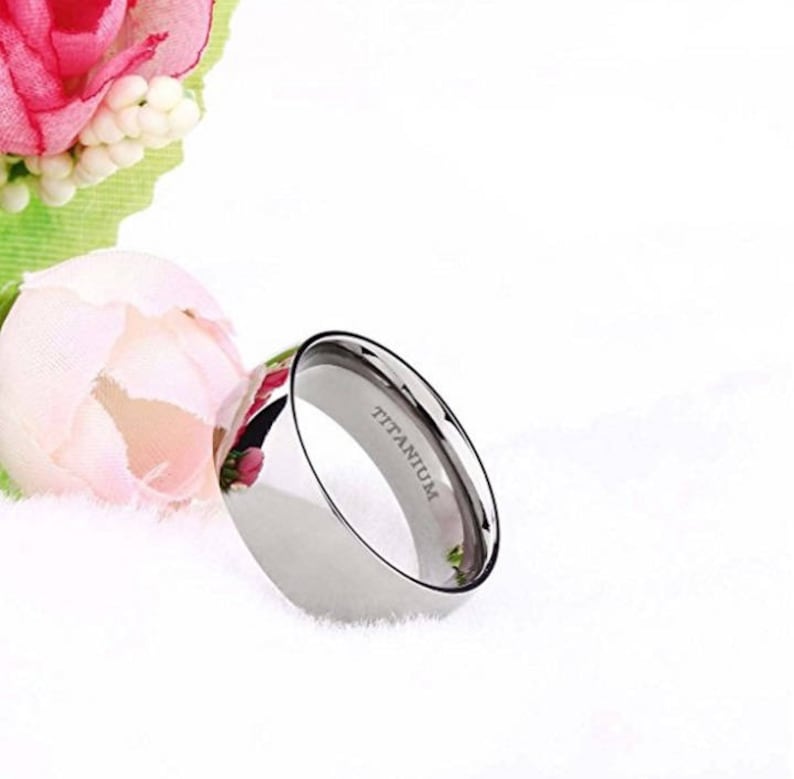 4mm 100/% Silver Titanium 2mm Mens /& Womens unisex, Engagement, Promise, Ring 6mm 8mm Comfort Fit Polished Dome Style Wedding Band