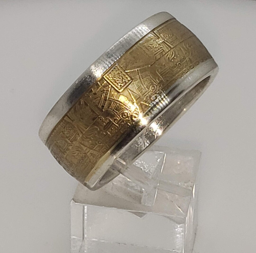 1oz 13mm Aztec Calendar 9999 Solid Silver Coin Ring (tonatiuh Sun Stone ...