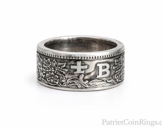 Japanese 1964 1000 Yen .925 Pure Silver Coin Ring (Tokyo Olympic Games) - wedding band / engagement ring / Japanese Art / antique jewelry