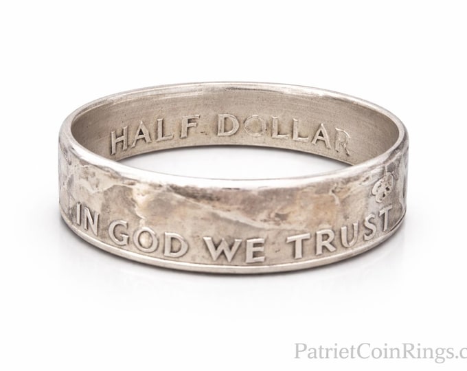1948 - 1963 Benjamin Franklin Silver Half Dollar Coin Ring w/ Mirror Finish | Double Sided | Straight Wall | Comfort Fit Sides