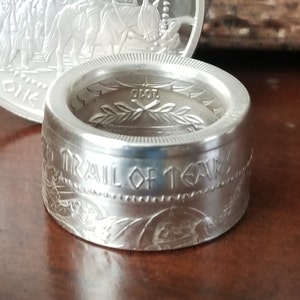 Very RARE 2010 SHAWNEE TRIBE Trail Of Tears 1oz Silver Proof Coin converted into a beautiful Ring image 6