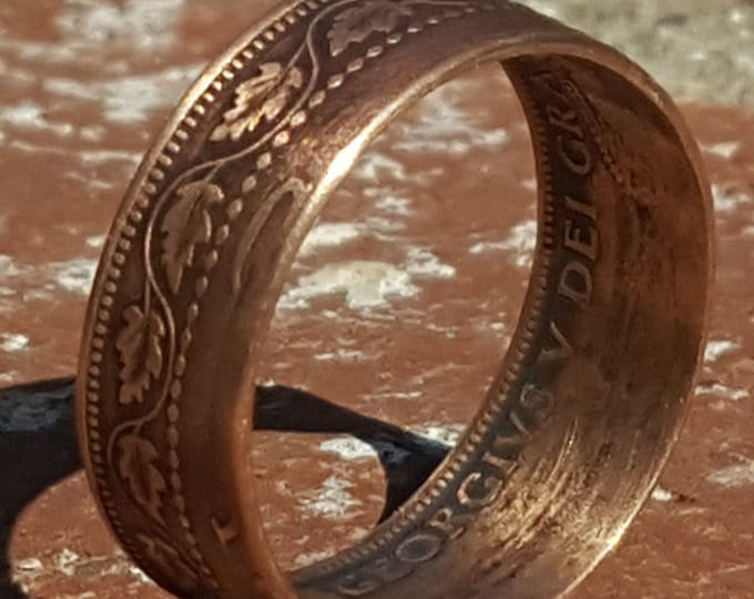 FLASH SALE!  1858–1920 Canadian "BIG" Copper Penny Coin Ring w/ Aged Patina | Double Sided | Straight Wall | Free Shipping !!!