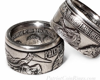 RARE LIMITED EDITION: "Pale Horse Of Death" from The Four Horsemen of the Apocalypse Series .999 Solid Silver Coin Ring (1oz Ounce Silver)