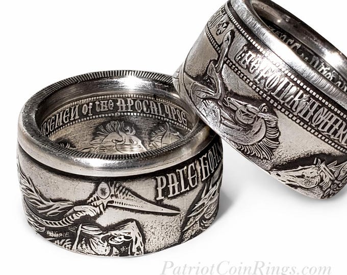 RARE LIMITED EDITION: "Pale Horse Of Death" from The Four Horsemen of the Apocalypse Series .999 Solid Silver Coin Ring (1oz Ounce Silver)