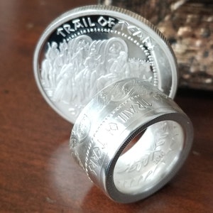 Very RARE 2010 SHAWNEE TRIBE Trail Of Tears 1oz Silver Proof Coin converted into a beautiful Ring image 2