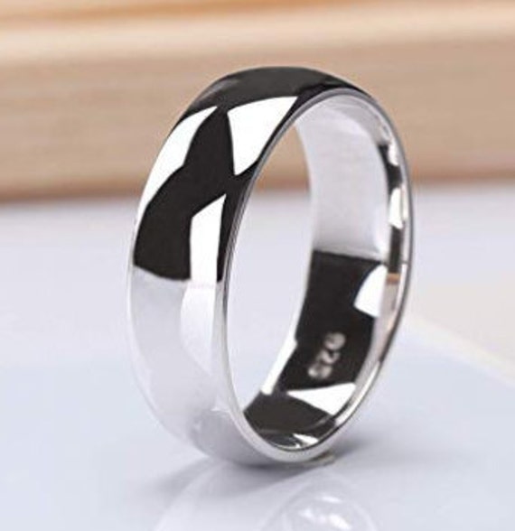 6mm Wide 925 Solid Sterling Silver Comfort Fit Polished Dome Etsy