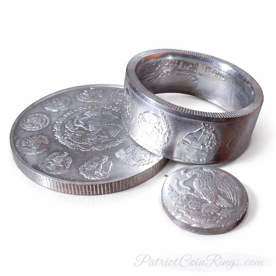 2000-2018 .999 Pure SILVER MEXICAN LIBERTAD -  hand-crafted into a beautiful Coin Ring w/ Straight Walls | wedding band | engagement rings