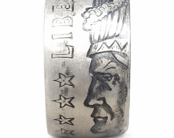1929 Silver Incuse Indian Head Coin Rings | Wedding Rings | Silver Bands | Jewelry | 1 Troy Ounce, 1oz, 1/2oz, 1/4oz      (not cheap copper)