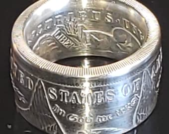 1878-1921 US Morgan Silver Dollar Coin Ring.  Sizes 5-25 "Comfort Fit" (heavy ring, wide band, men's wedding band, anniversary, biker ring)