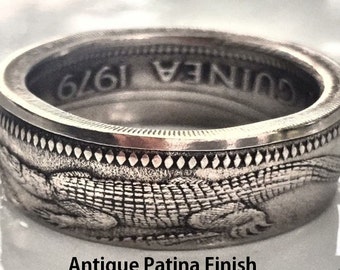 1974-2004 Papua New Guinea 1 Kina K1 - Strong Minting of Saltwater Crocodiles - Wedding Band, Promise Ring, Hunters Band, Reptile Hobbyist
