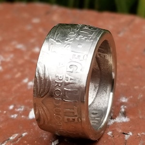 RANDOM 1975-1985 REPUBLIQUE D&#39;HAITi 50 centimes Charlemagne Peralte~Double Cannons (Coin Converted into Coin Ring) Sizes 4-12