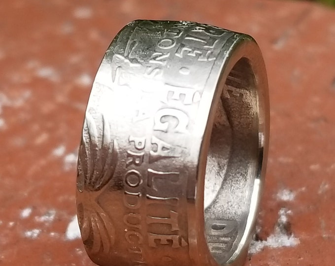 RANDOM 1975-1985 REPUBLIQUE D'HAITi 50 centimes Charlemagne Peralte~Double Cannons (Coin Converted into Coin Ring) Sizes 4-12