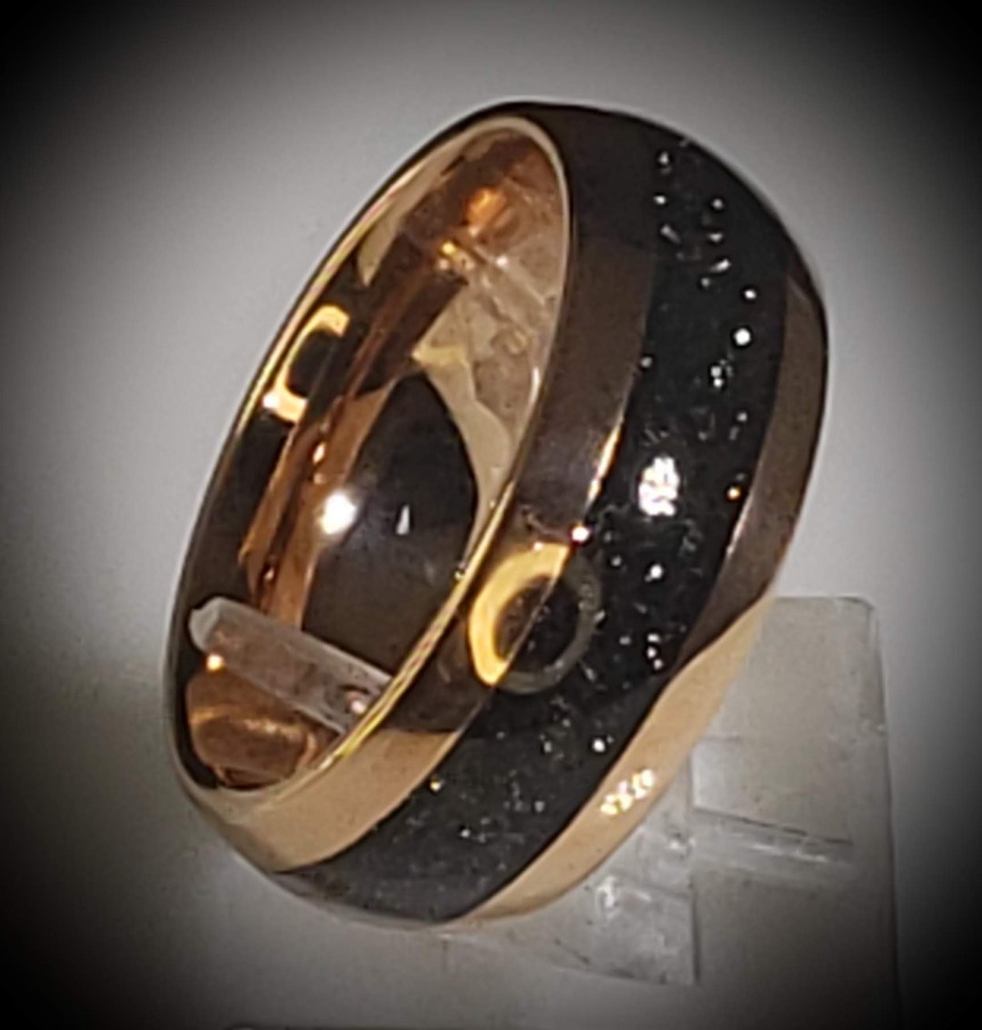 8mm Hawaiian Black Sand Inlaid Into Rose Gold Tungsten Dome Ring! for ...