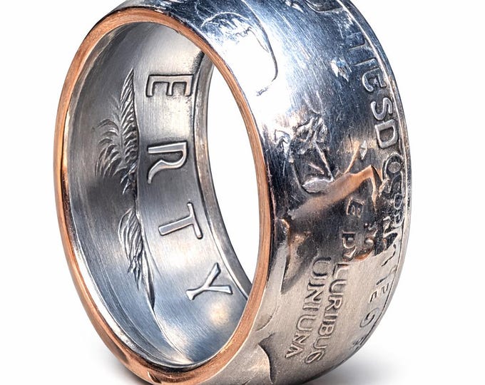 RANDOM 1971-78 EISENHOWER IKE Silver Dollar w/ Silver Eagle on Moon Landing Coin Rings (You choose which side to face out - Heads or Tails)