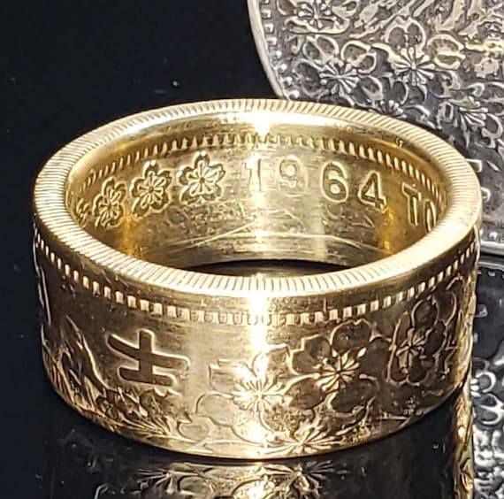 Japan 1964 1000 Yen .925 Silver Coin Ring 24k Gold Plating - Etsy
