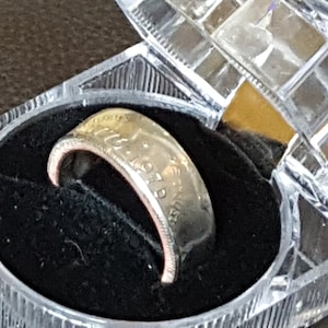 1776-1976 Bicentennial Silver Half Dollar Coin Ring w/ Mirror Finish | Double Sided | Straight Wall | Slightly Beveled Comfort Fit Sides