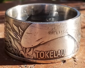 2018 Tokelau Leopard Shark Coin Ring (1 oz. .999 Pure Fine Silver)  | Silver Coin Rings, Wedding Bands, Mens Wedding Ring, Anniversary Gift