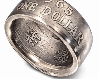 1960 Hong Kong One Dollar Coin Ring | Promise Ring, Engagement, Wedding, Anniversary Gift, Chinese, China Coin Ring, Orient, Asian Jewelry