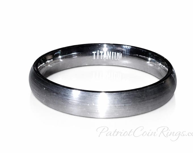 4mm Titanium Dome (Men, Woman, Unisex) Wedding Band Natural Gray Brushed Outer & Smooth Polished Inner Band -Comfort Fit Style2