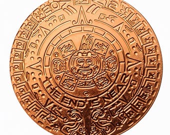 Moneta commemorativa "La fine è vicina", calendario Maya-Azteco, moneta da 1 oncia troy in rame .999, con opzioni di placcatura disponibili.