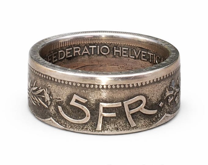 1931-1969 (.835 SILVER) Switzerland 5 Francs - Helvetica / Franken / Franchi (5 CHF) (Swiss Confederation) Coin Rings, Anniversary, Heritage