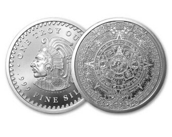 1oz Aztec Mayan Calendar Coin, 9999 Solid Silver Coin (Tonatiuh Sun Stone, Emperor Cuauhtémoc), Rare Coin.