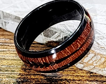 Forged in Freedom: Genuine Whiskey Barrel Wood Ring with a Rugged Arrow Design | engagement, wedding, anniversary, fashion ring US Size 7-13