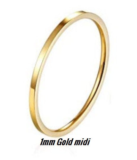 1MM Thin 24k Gold Plated Stainless Steel Knuckle Midi Stacking
